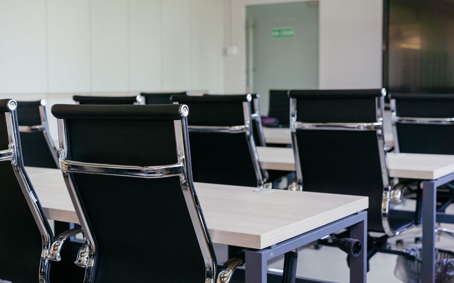 A spotless conference room in a Bahrain office